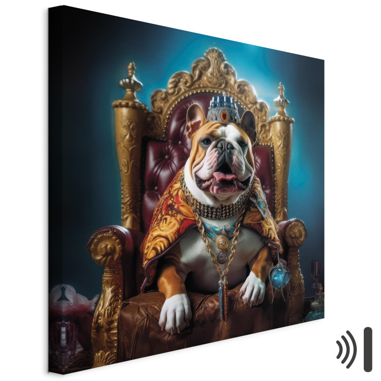 Canvas Art Print AI Dog English Bulldog - Animal in the Role of King on the Throne - Square 150267 additionalImage 8