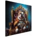 Canvas Art Print AI Dog English Bulldog - Animal in the Role of King on the Throne - Square 150267 additionalThumb 2