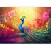 Photo Wallpaper Rainbow Bird - An Illustrated Peacock on a Background of Multicolored Flowers 150667 additionalThumb 1