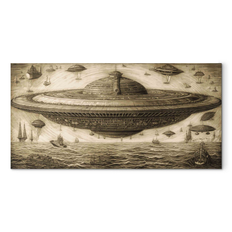 Canvas UFO Ship - A Sketch Inspired by the Style of Leonardo Da Vinci 151067