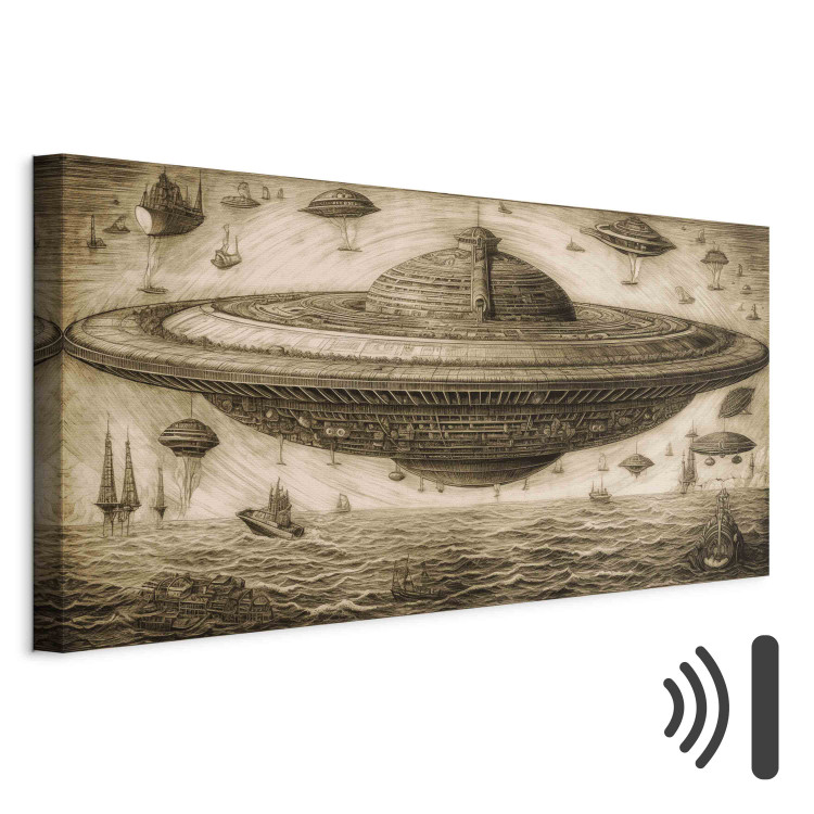 Canvas UFO Ship - A Sketch Inspired by the Style of Leonardo Da Vinci 151067 additionalImage 8