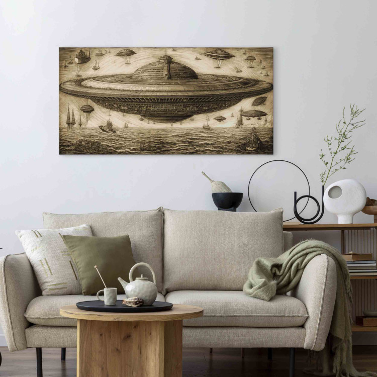 Canvas UFO Ship - A Sketch Inspired by the Style of Leonardo Da Vinci 151067 additionalImage 3