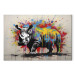 Canvas Art Print Colorful Rhino - A Mural With an Animal Inspired by Banksy’s Style 151767 additionalThumb 7