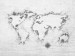 Photo Wallpaper Contours of Continents - World Map with Shadow Silhouette on a Gray Background 60067