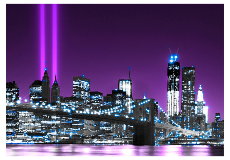 Wall Mural New York in Purple - Manhattan and Architecture with the Brooklyn Bridge 61567 additionalImage 1