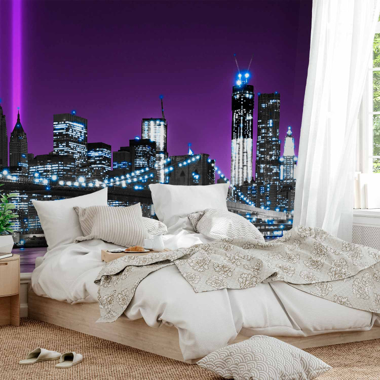 Wall Mural New York in Purple - Manhattan and Architecture with the Brooklyn Bridge 61567 additionalImage 2