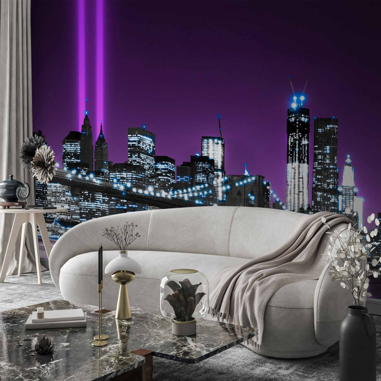 Wall Mural New York in Purple - Manhattan and Architecture with the Brooklyn Bridge 61567