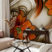 Wall Mural Orange Amaryllis - Flowers on Cool Background with Wavy Patterns 64767