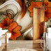 Wall Mural Orange Amaryllis - Flowers on Cool Background with Wavy Patterns 64767 additionalThumb 8