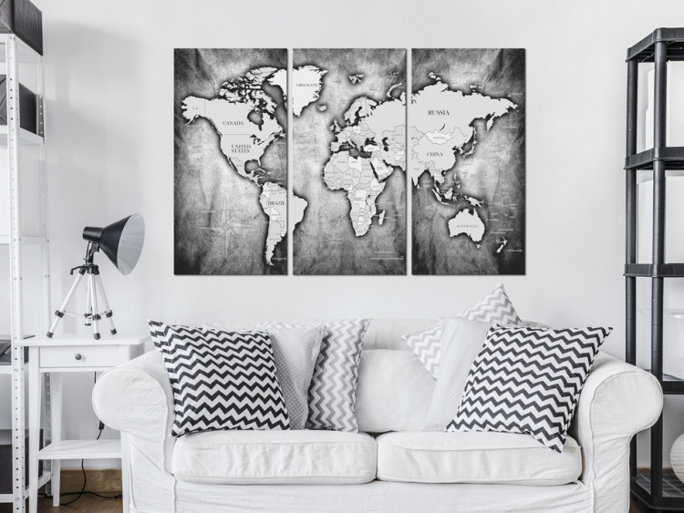 Canvas Print World Map: Platinum Triptych 91867 additionalImage 3