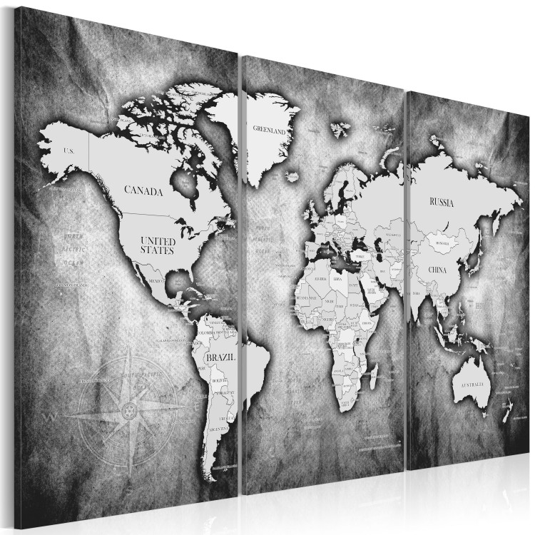 Canvas Print World Map: Platinum Triptych 91867 additionalImage 2