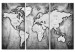 Canvas Print World Map: Platinum Triptych 91867