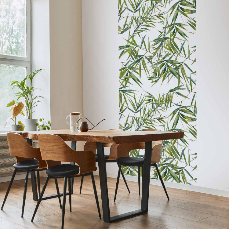 Wall Mural Bamboo thicket - dense composition of tropical leaves on white background 113777 additionalImage 4