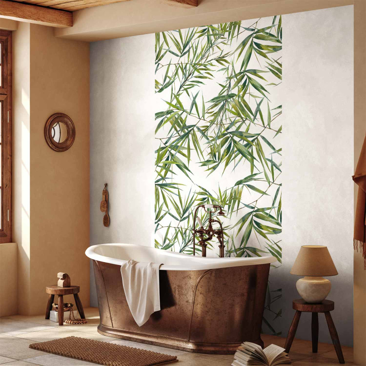 Wall Mural Bamboo thicket - dense composition of tropical leaves on white background 113777 additionalImage 8
