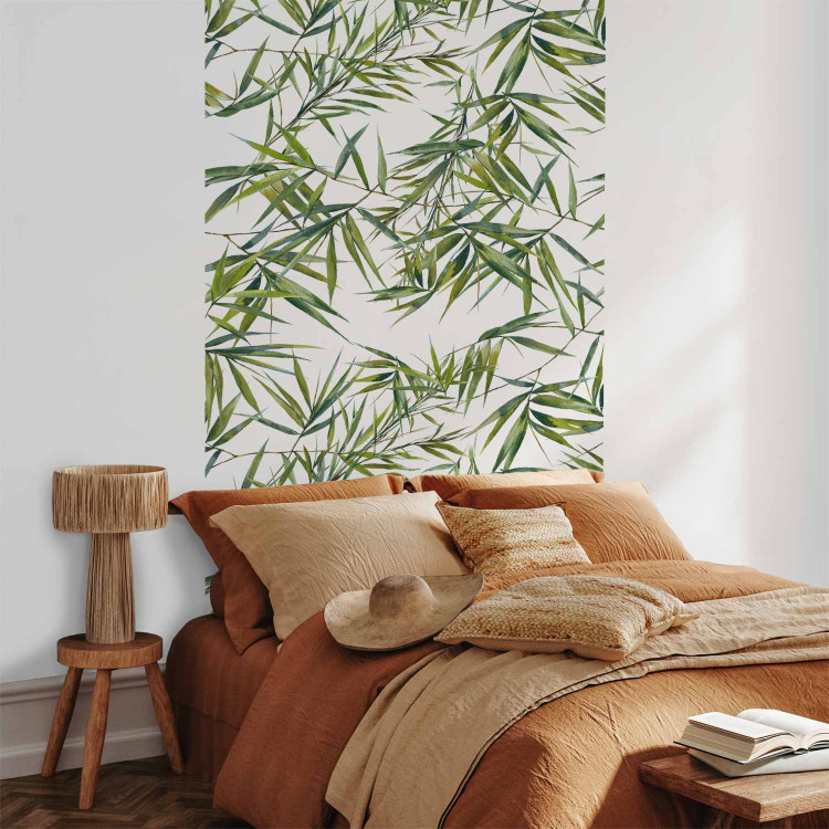 Wall Mural Bamboo thicket - dense composition of tropical leaves on white background 113777 additionalImage 2