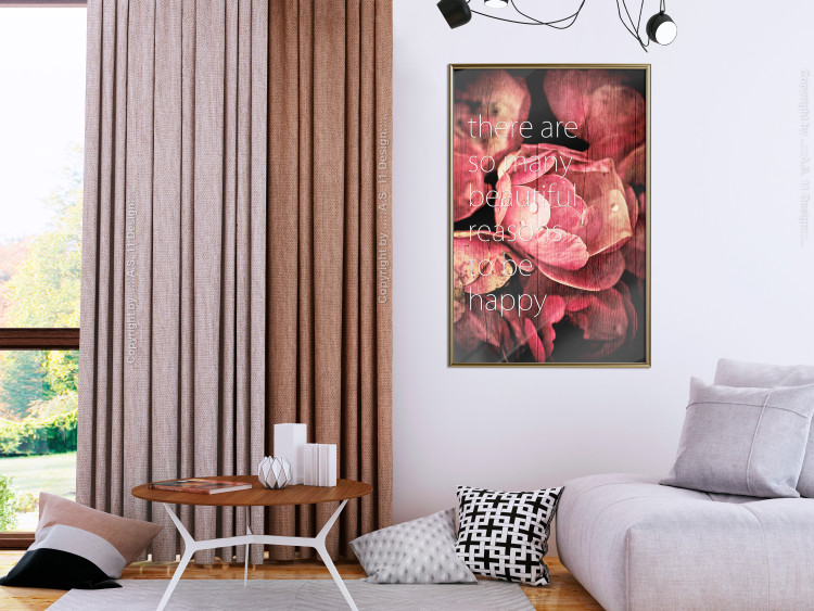 Wall Poster There Are so Many Beautiful Reasons to Be Happy - White text and flowers 114377 additionalImage 5