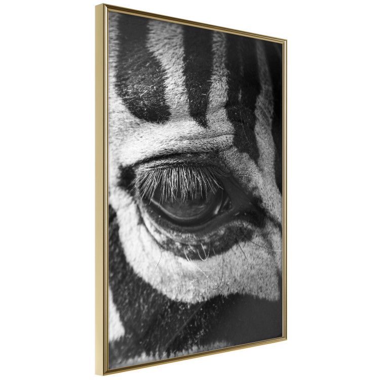 Wall Poster Close-up of a zebra's eye - black and white composition with animal motif 114877 additionalImage 2