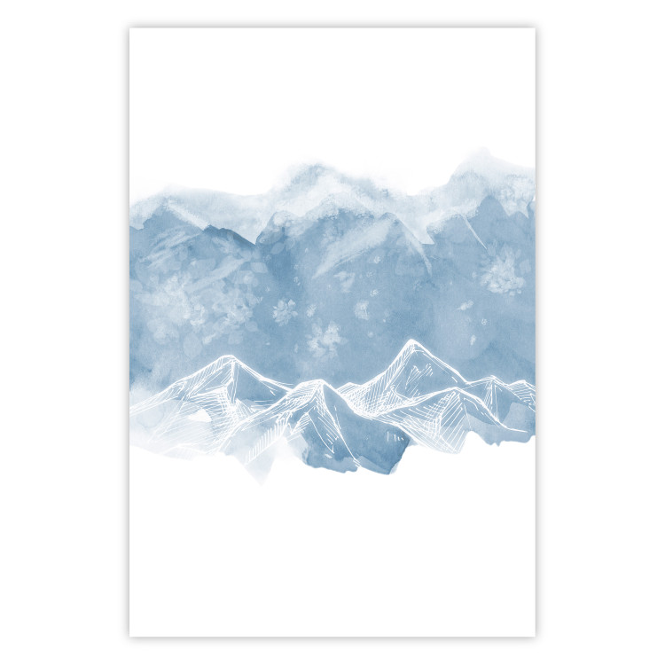 Wall Poster Icy Land - winter landscape of snowy mountains on a uniform background 117777
