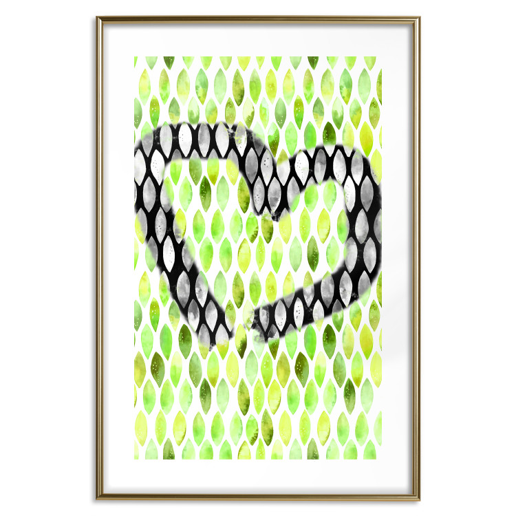 Poster Spring Sign - composition with a painted watercolor green pattern and a heart 118277 additionalImage 16