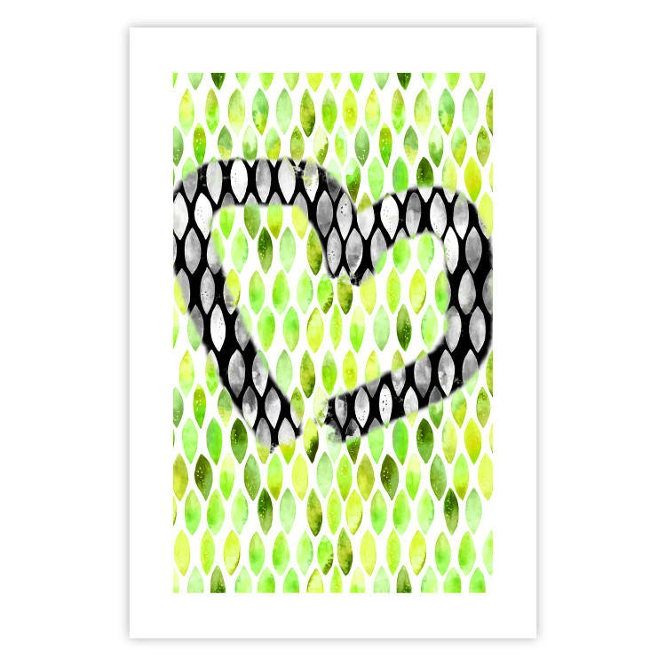 Poster Spring Sign - composition with a painted watercolor green pattern and a heart 118277 additionalImage 25