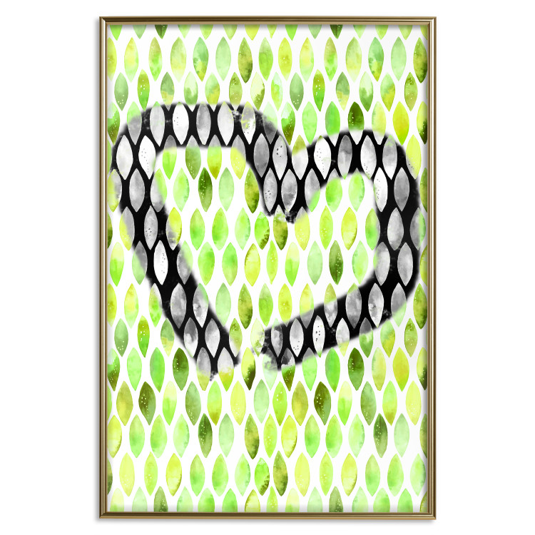 Poster Spring Sign - composition with a painted watercolor green pattern and a heart 118277 additionalImage 20
