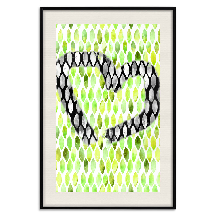 Poster Spring Sign - composition with a painted watercolor green pattern and a heart 118277 additionalImage 18
