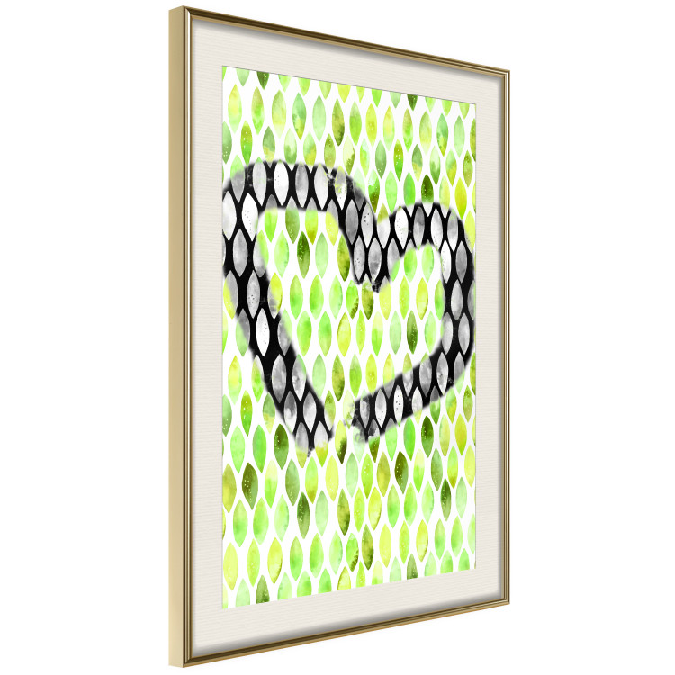 Poster Spring Sign - composition with a painted watercolor green pattern and a heart 118277 additionalImage 2