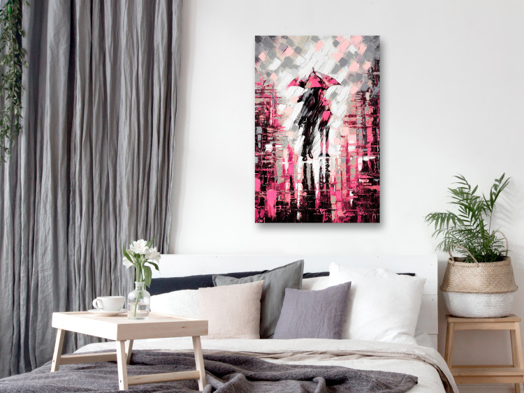 Canvas Print Walk under a pink umbrella - abstract landscape with silhouettes 123077 additionalImage 3