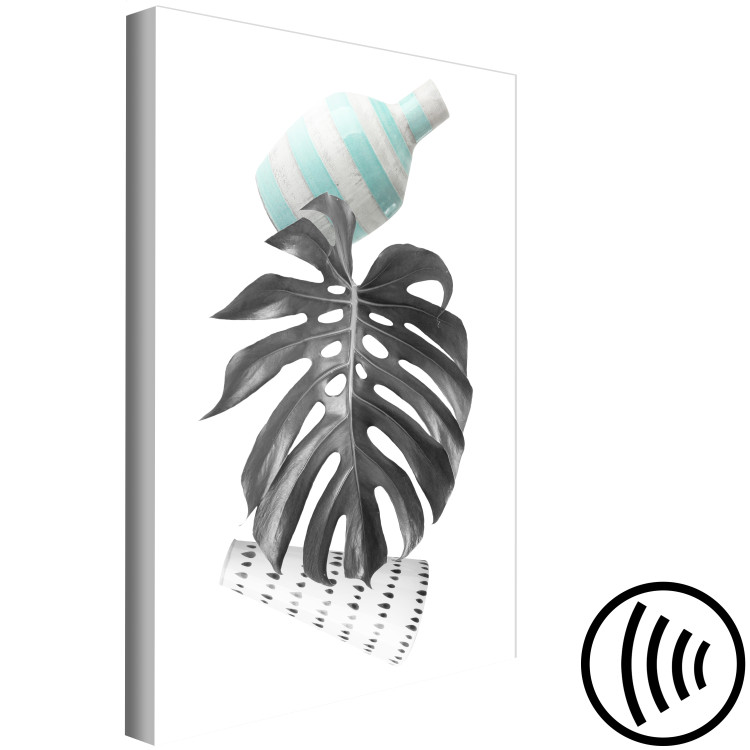 Canvas Print Artistic monstery leaf - abstraction with leaf monsters and two levitating vases on a white background 123277 additionalImage 6