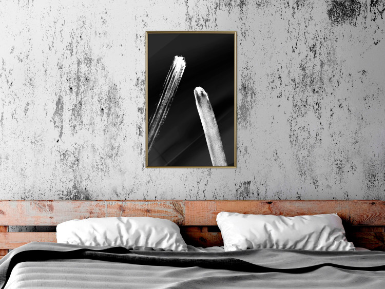 Wall Poster Comets - galactic white line on black background in abstract style 123677 additionalImage 7