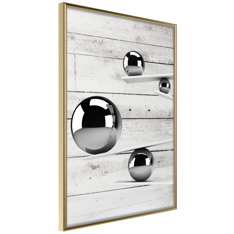 Wall Poster Perfect Balance - abstract metal balls on a wooden background 125177 additionalImage 12