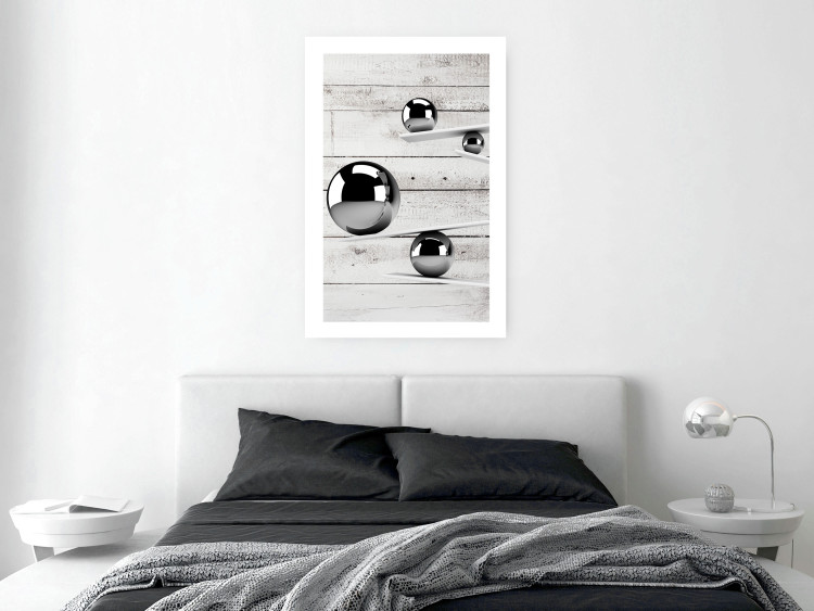 Wall Poster Perfect Balance - abstract metal balls on a wooden background 125177 additionalImage 4
