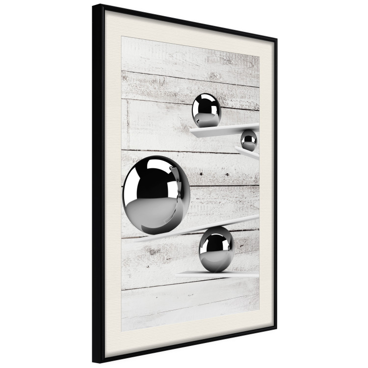 Wall Poster Perfect Balance - abstract metal balls on a wooden background 125177 additionalImage 3