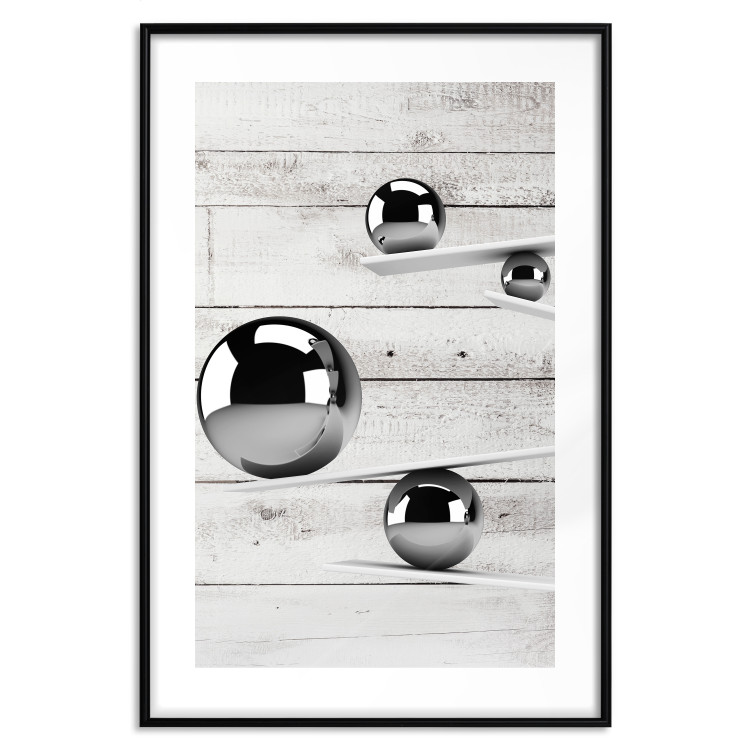 Wall Poster Perfect Balance - abstract metal balls on a wooden background 125177 additionalImage 15