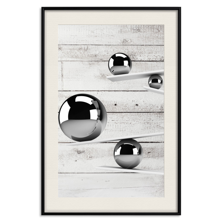 Wall Poster Perfect Balance - abstract metal balls on a wooden background 125177 additionalImage 18