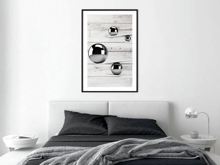 Wall Poster Perfect Balance - abstract metal balls on a wooden background 125177 additionalImage 6