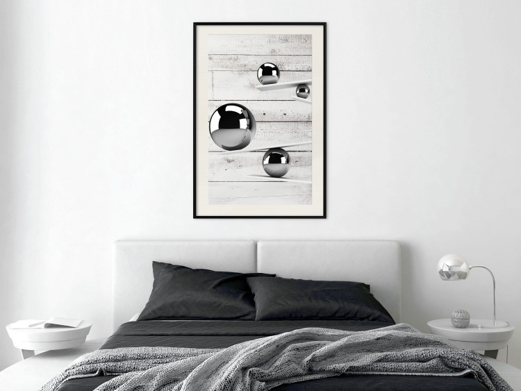 Wall Poster Perfect Balance - abstract metal balls on a wooden background 125177 additionalImage 22