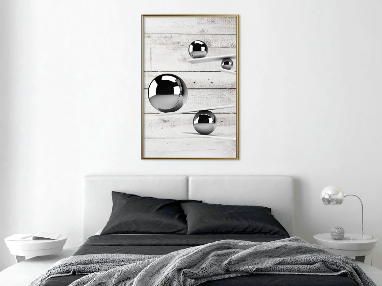 Wall Poster Perfect Balance - abstract metal balls on a wooden background 125177 additionalImage 5