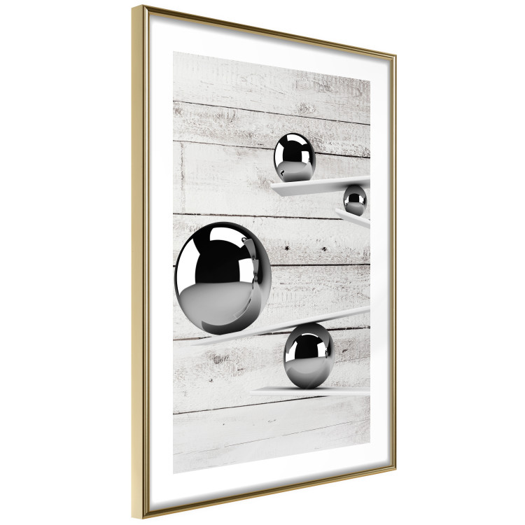 Wall Poster Perfect Balance - abstract metal balls on a wooden background 125177 additionalImage 6