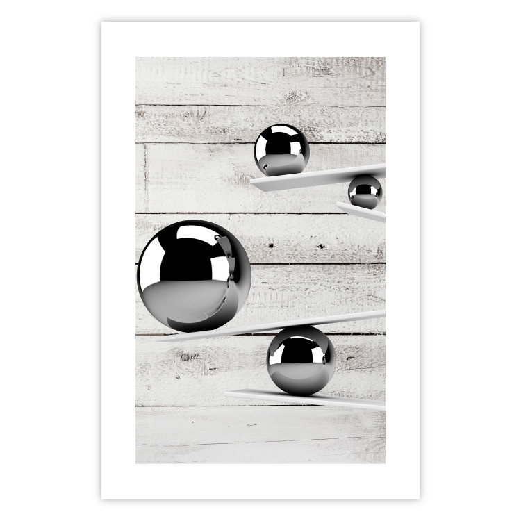 Wall Poster Perfect Balance - abstract metal balls on a wooden background 125177 additionalImage 19