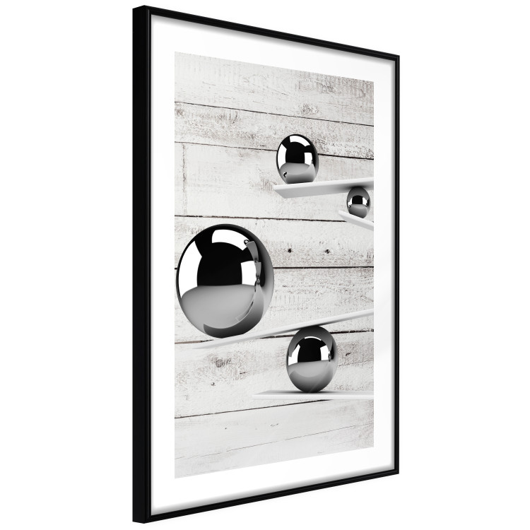 Wall Poster Perfect Balance - abstract metal balls on a wooden background 125177 additionalImage 11