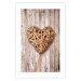 Wall Poster Warm Heart - brown heart with a bouquet on a wooden texture 125277 additionalThumb 19