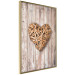 Wall Poster Warm Heart - brown heart with a bouquet on a wooden texture 125277 additionalThumb 12