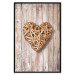 Wall Poster Warm Heart - brown heart with a bouquet on a wooden texture 125277 additionalThumb 18
