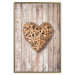 Wall Poster Warm Heart - brown heart with a bouquet on a wooden texture 125277 additionalThumb 16