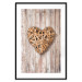 Wall Poster Warm Heart - brown heart with a bouquet on a wooden texture 125277 additionalThumb 15
