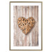Wall Poster Warm Heart - brown heart with a bouquet on a wooden texture 125277 additionalThumb 14