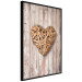 Wall Poster Warm Heart - brown heart with a bouquet on a wooden texture 125277 additionalThumb 10