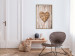 Wall Poster Warm Heart - brown heart with a bouquet on a wooden texture 125277 additionalThumb 5