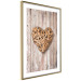 Wall Poster Warm Heart - brown heart with a bouquet on a wooden texture 125277 additionalThumb 6